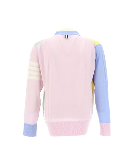 Thom Browne Blue Multi-Panel Button-Fastening Cardigan for men