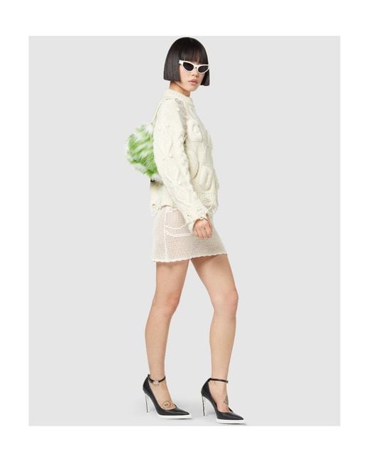 Gcds White Destroyed Chunky-Knit Jumper