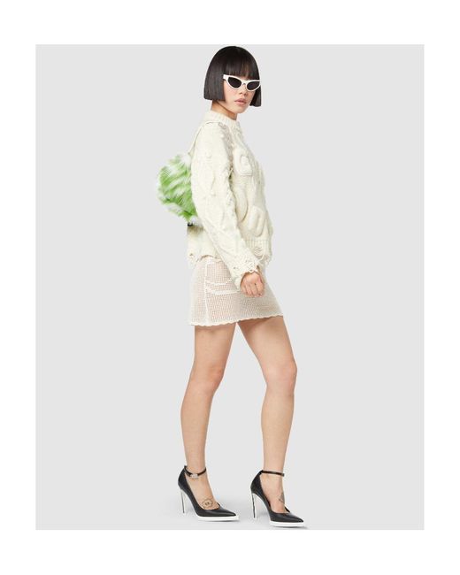 Gcds White Destroyed Chunky-Knit Jumper