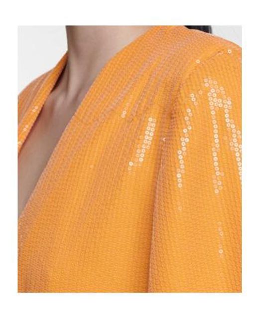Halpern Orange Sequined Minidress