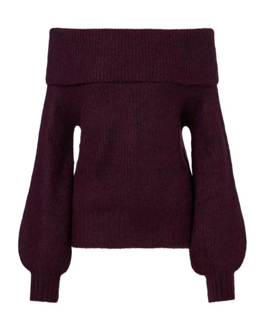 Jardin Des Orangers Purple Off-Shoulder Cashmere And Silk Sweater