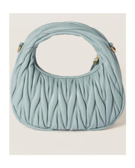 Miu Miu Blue Wander Matelassé Nappa Leather Hobo Mini-Bag