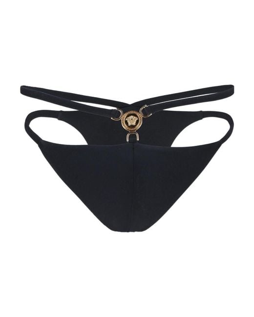 Versace Blue Medusa-Plaque Stretched Bikini Bottoms