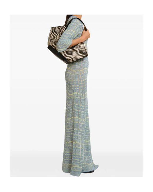 Marni Gray Raffia-Effect Waves Small Tote Bag