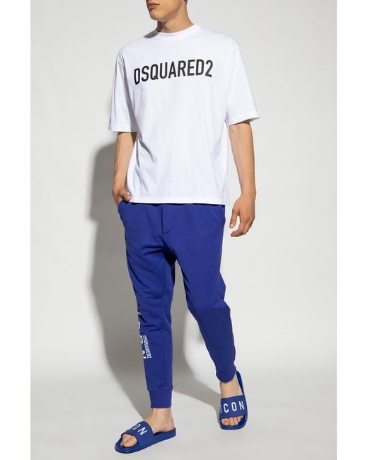 DSquared² White Logo-Printed Crewneck T-Shirt for men
