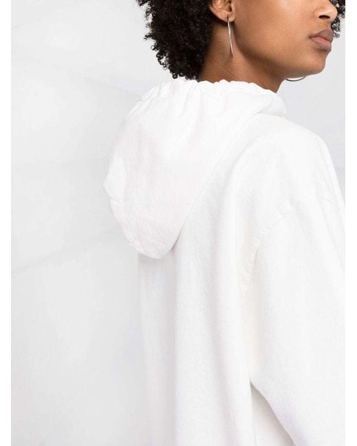 MM6 by Maison Margiela White Cropped Logo-Print Hoodie