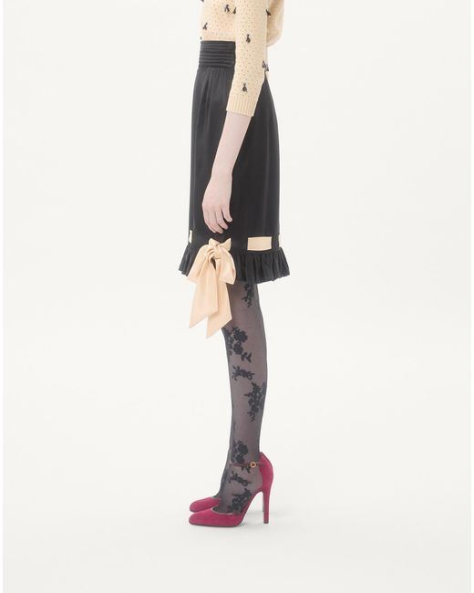 Valentino Black Double Satin Midi Skirt