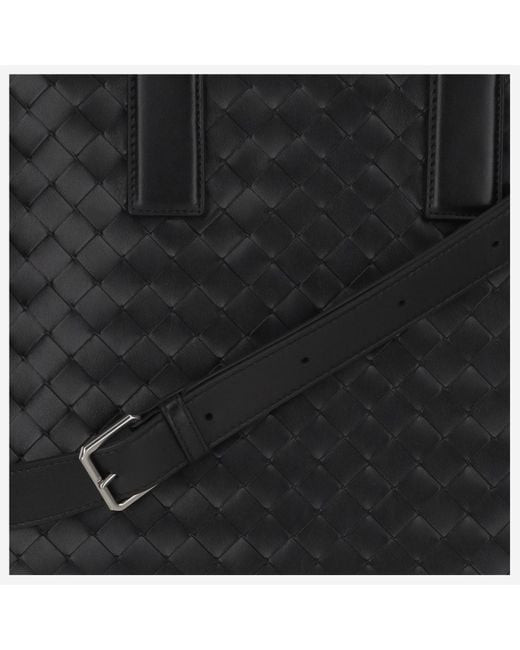 Bottega Veneta Black Intrecciato Zipped North-South Tote Bag for men