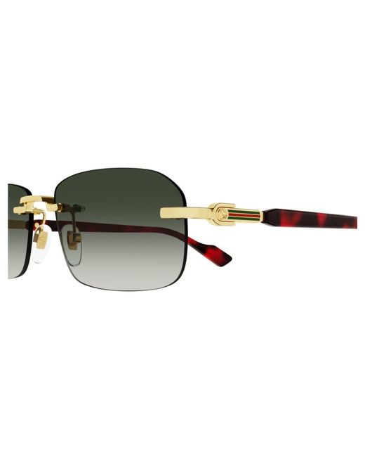Gucci White Eyewear Rimless Rectangular Sunglasses for men