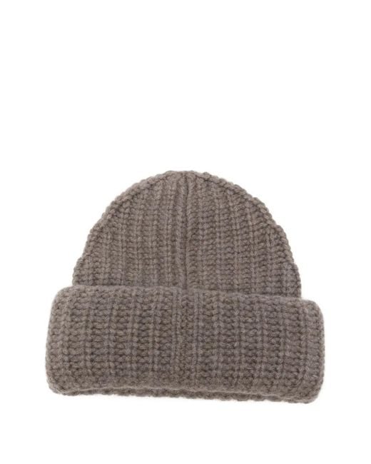 Lisa Yang Brown Ribbed Beanie