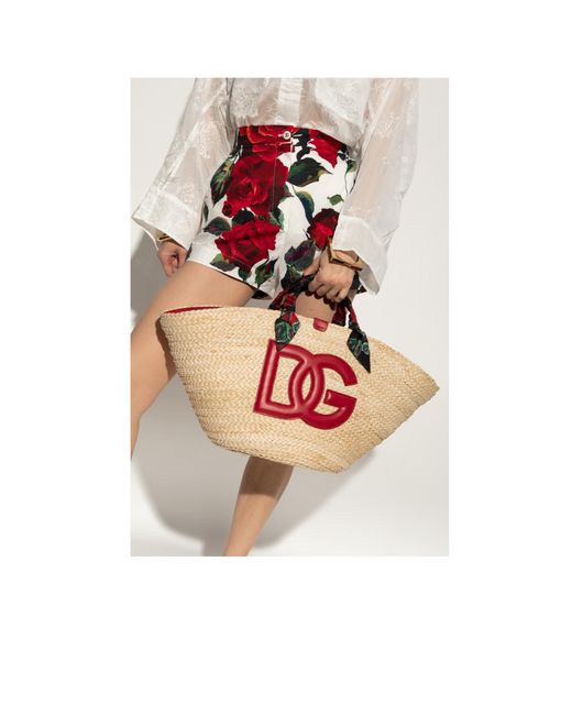 Dolce & Gabbana Pink Logo Patch Shopping Bag