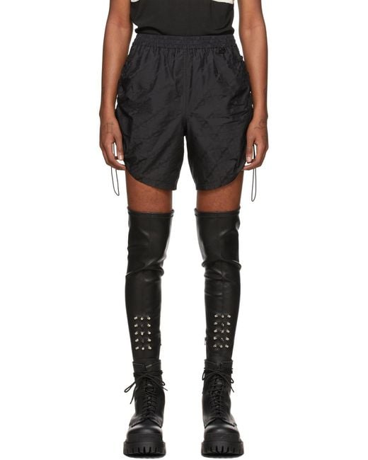 we11done Black Elasticated-Waist Shorts