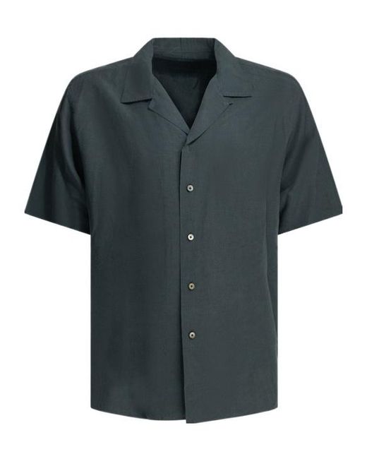 A.PRESSE Black Vintage Camp-Collar Shirt for men