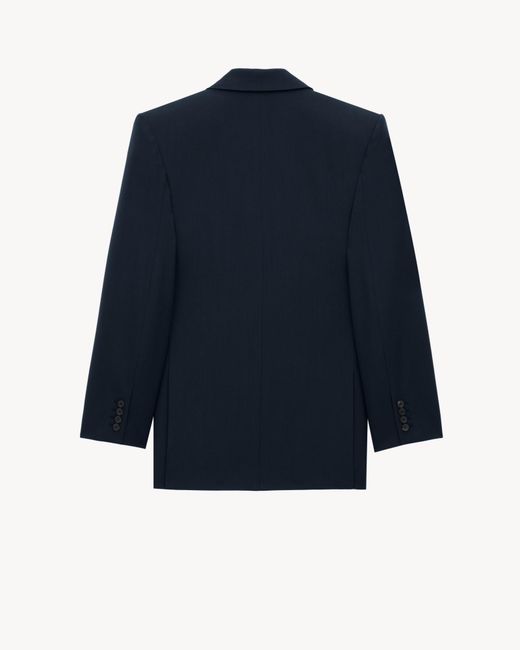 Saint Laurent Blue Long Gabardine Blazer