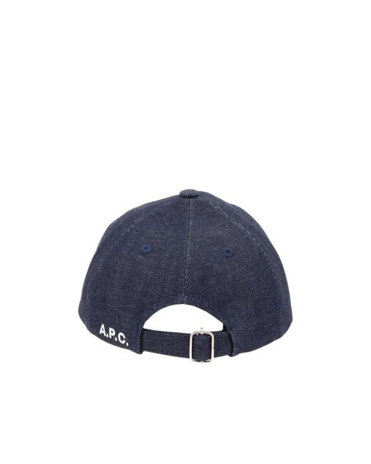 A.P.C. Blue Embroidered Baseball Hat