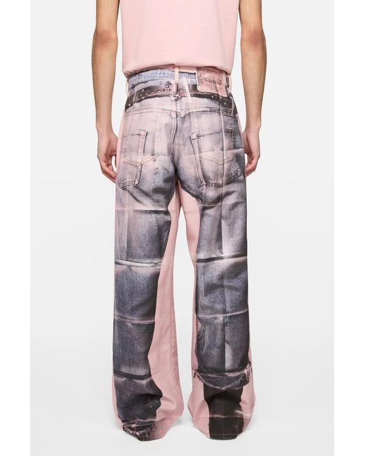 Acne Pink Trompe-L'Œil Jeans for men