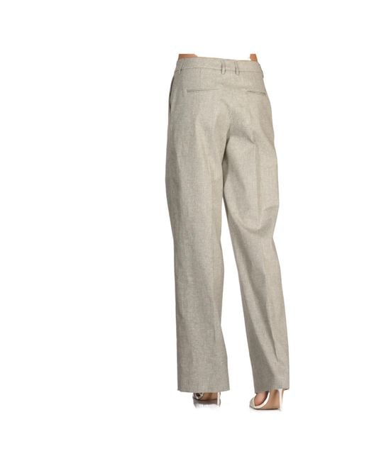Pt Pantaloni Gray Pleated Straight-Leg Pants