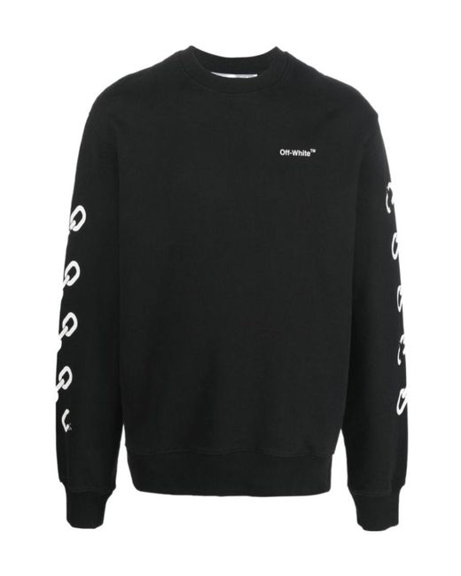 Off-White c/o Virgil Abloh Black Chain Arrow Logo Printed Crewneck Sweatshirt for men