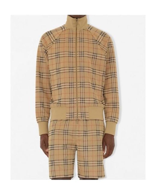 Burberry Brown Check Printed Zipped Bomber Jacket for men