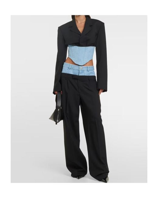 Dion Lee Black Cowboy-Cloth Patchwork Suit Jacket