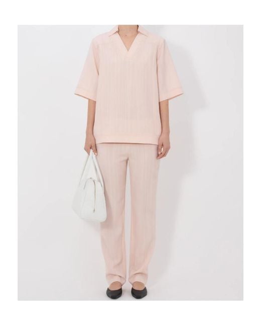 Loulou de Saison Pink Ermo Open Neck Top
