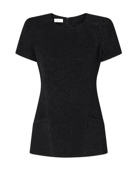 Dries Van Noten Black Matelassé Floral-Jacquard Top