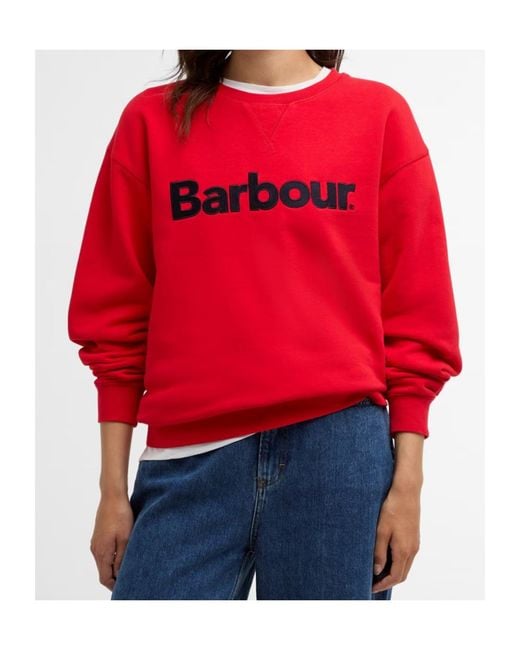 Barbour Red Logo Crew Neck Sweatshirt