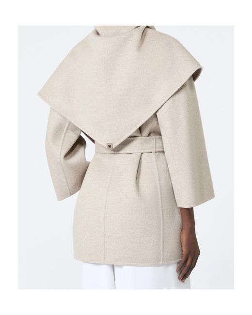 Max Mara White Tied-Waist Coat