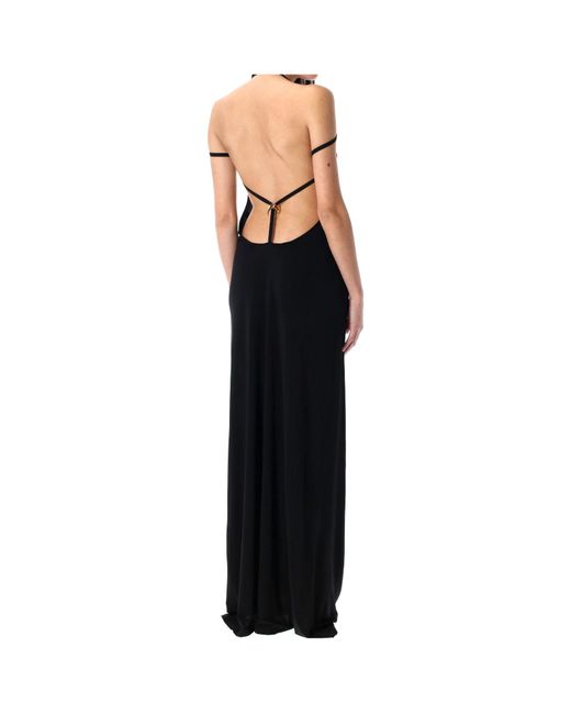 MARINE SERRE Black Draped Jersey Cowl Neck Dress