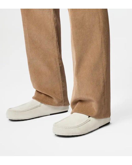 Tod's White Suede Leather Slap-Up Loafers for men