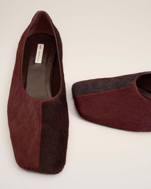 AMI Brown Two-Tone Leather Ballet Flats