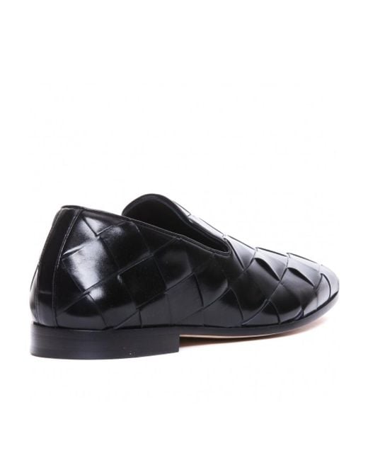 Bottega Veneta Black Intrecciato Roma Slippers for men