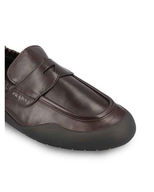 Prada Brown Round-Toe Loafers for men