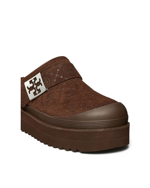 Tory Burch Brown Mellow Shearling Platform Mules