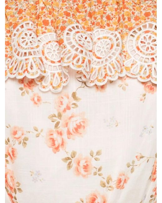 Zimmermann Pink Floral-Print Midi Dress