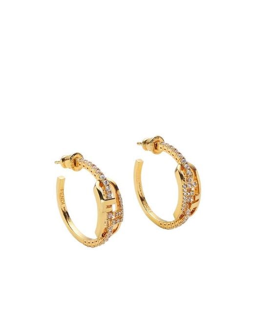 Fendi Metallic Crystal-Embellished Earrings