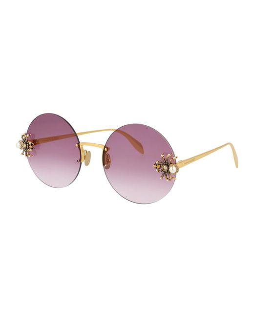 McQueen Purple Round Tinted Sunglasses