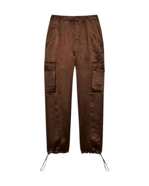 Twinset Brown Pleated-Effect Casual Trousers