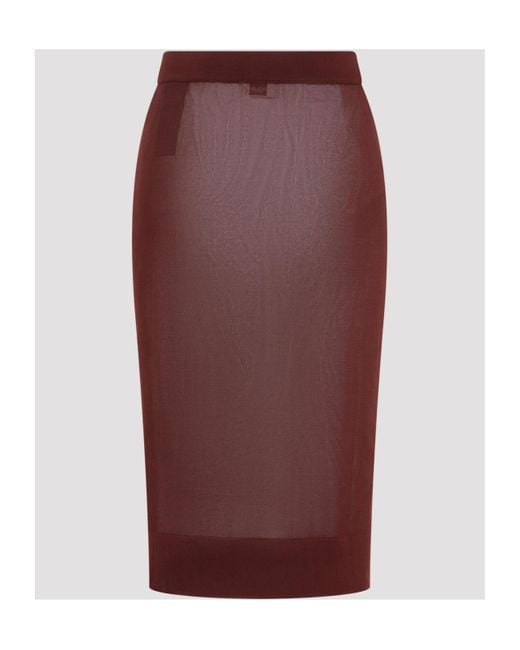 Saint Laurent Purple High Waist Knitted Pencil Skirt