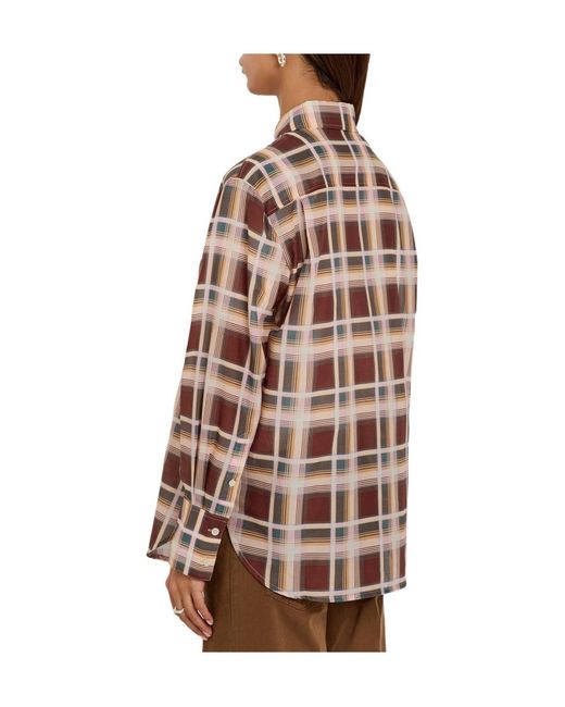 FRAME Brown Checkered Long-Sleeved Shirt