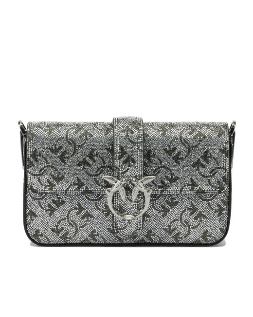 Pinko Gray Love One Slouchy Baby Crossbody Bag