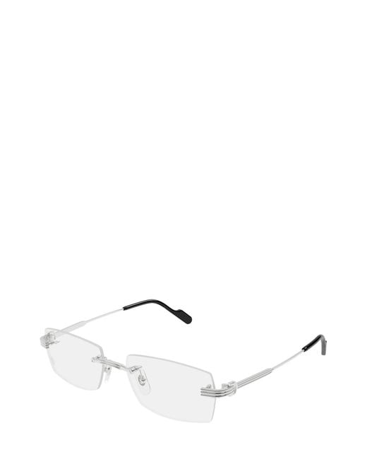Cartier White Rimless Rectangular Glasses for men