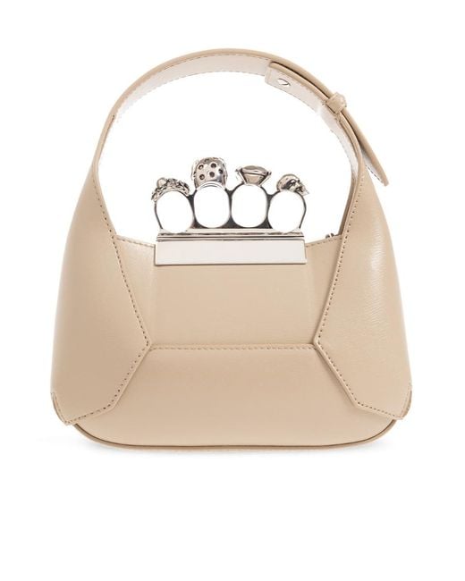 McQueen Natural The Jewelled Hobo Mini Tote Bag