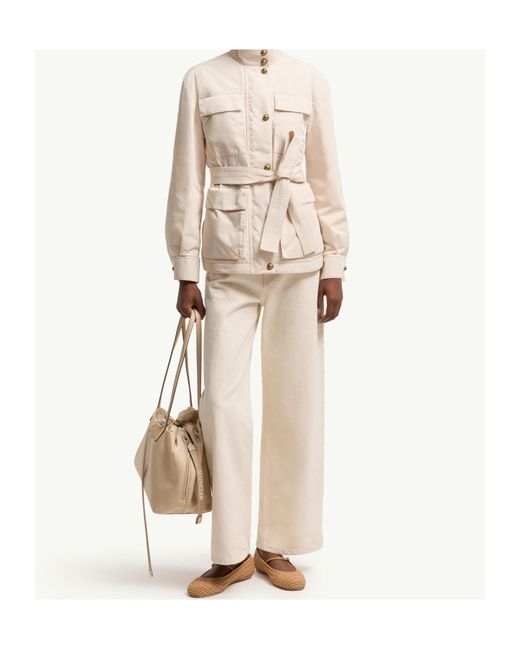 Moncler Natural Cropped Straight-Leg Jeans
