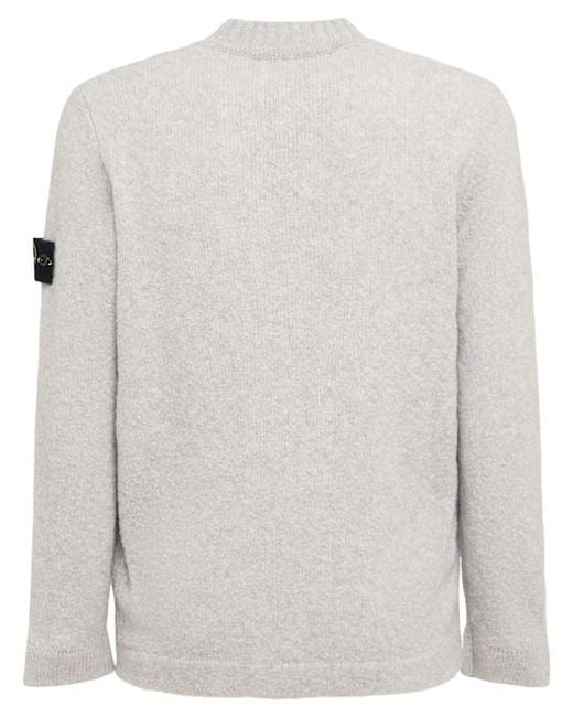 Stone Island White Wool Blend Crewneck Sweater for men