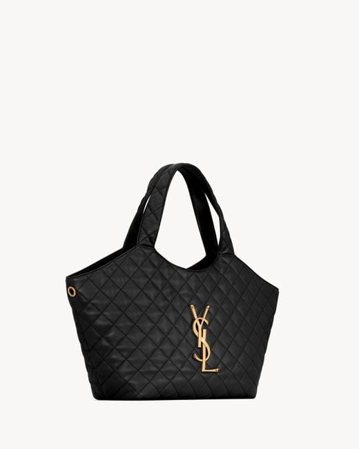 Saint Laurent Black Icare Medium Quilted Shoulder Bag