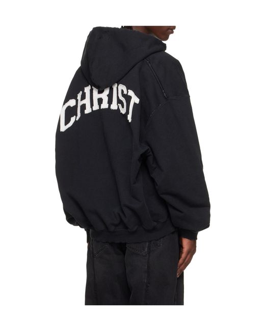 Vetements Blue Jesus Christ Zip Up Hoodie for men