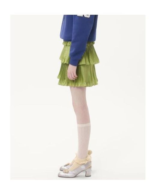 Valentino Green Ruffled Lettuce Hem Mini Skirt