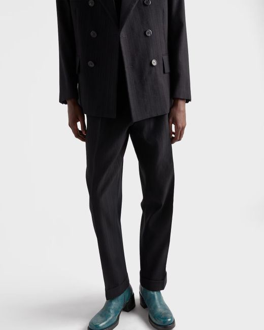 Prada Black Pinstripe Pattern Trousers for men