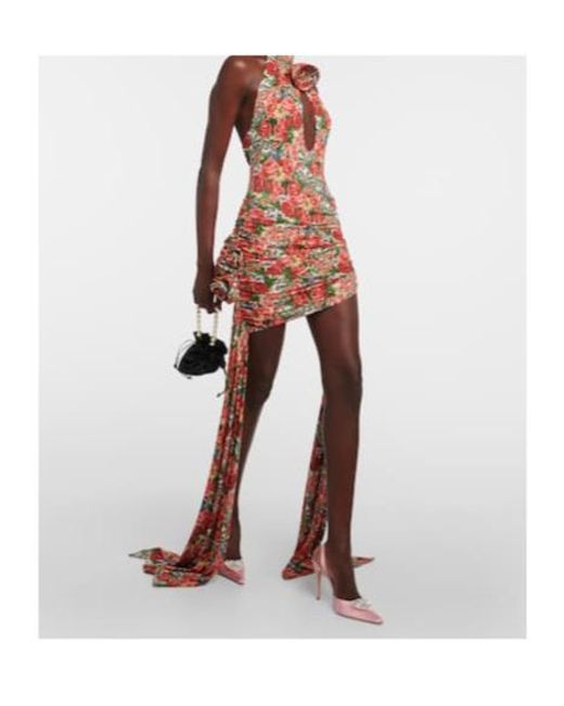 Magda Butrym Orange Floral Draped Miniskirt